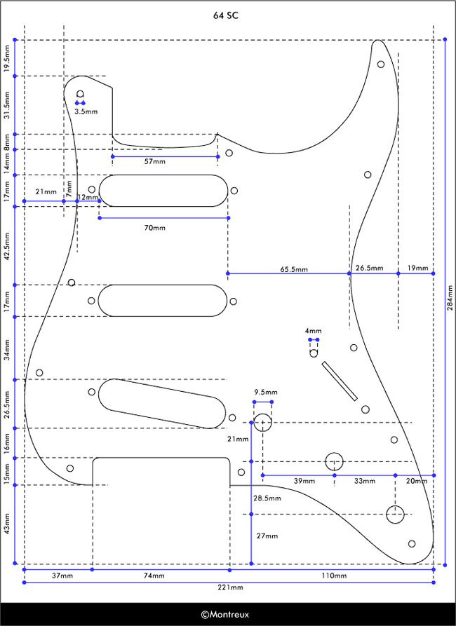 64 Stratocaster Pickguard Template